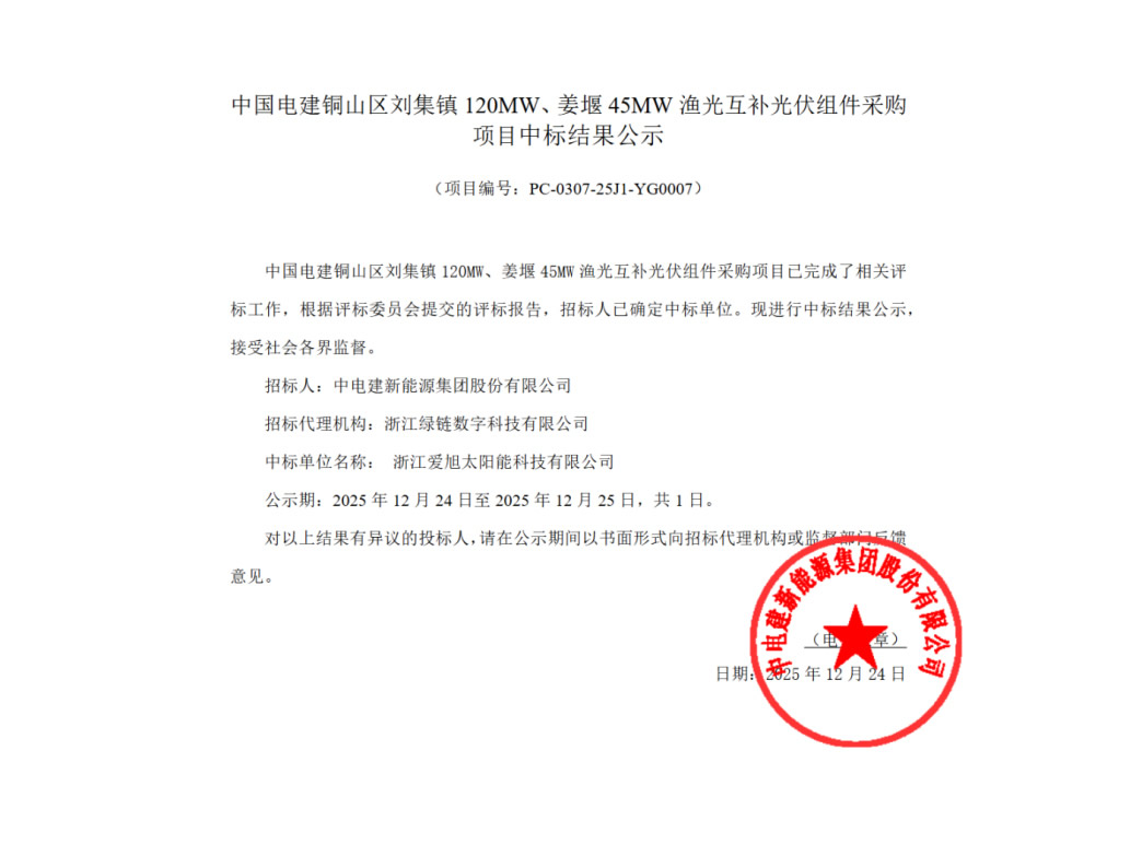 直流侧184MW！太阳GGABC中标中国电建渔光互补项目